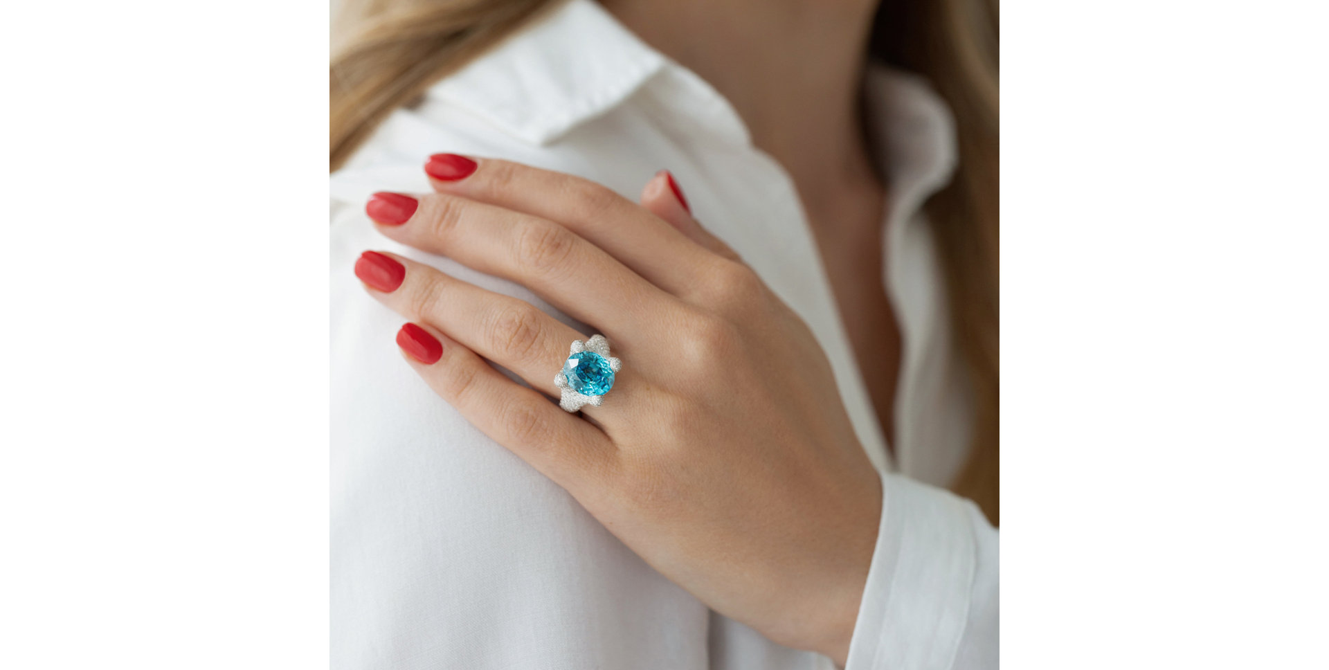 Prsteň so zirkonem a diamantmi Midnight Ocean