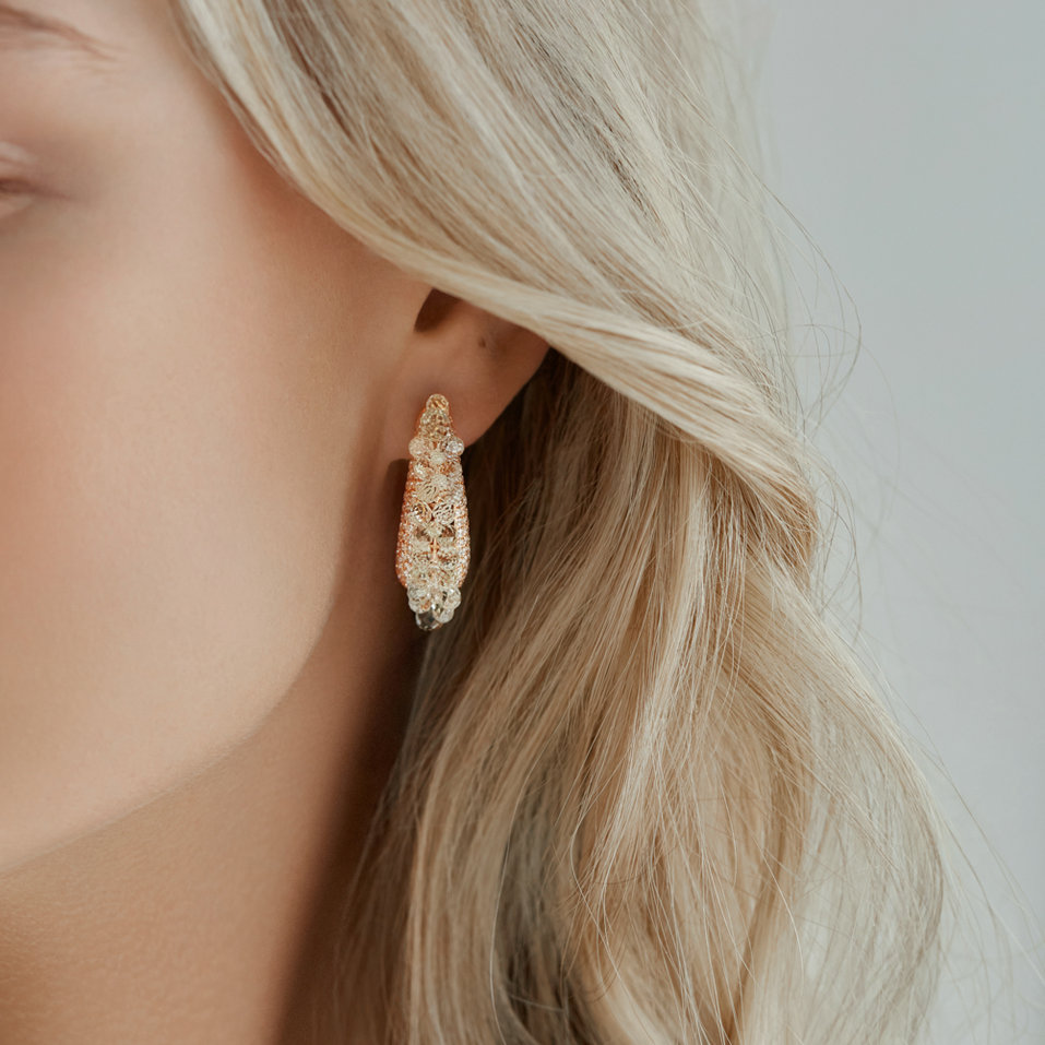 Náušnice s diamantmi a ametystom Galaxy Drops