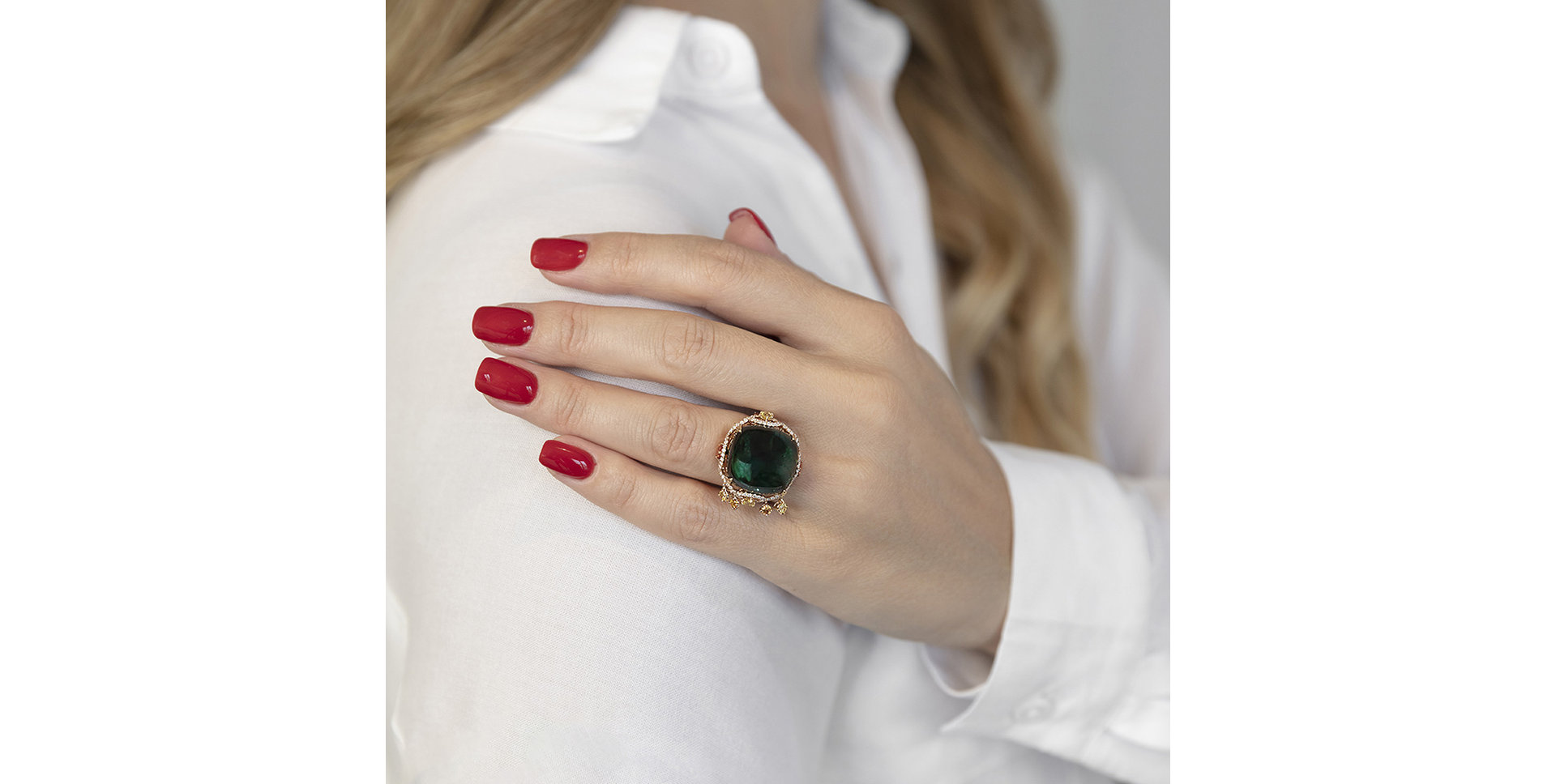 Prsteň s diamantmi, turmalínom a zafírmi Dark Princess