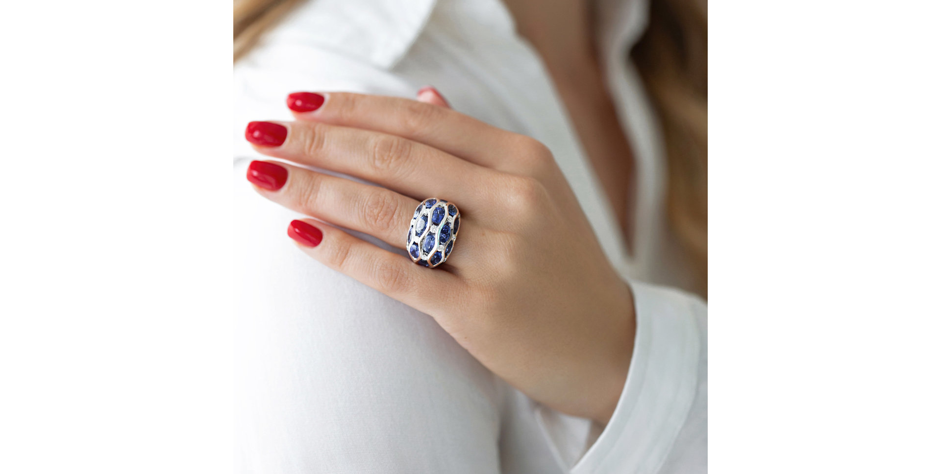 Prsteň s diamantmi a zafírmi Camille