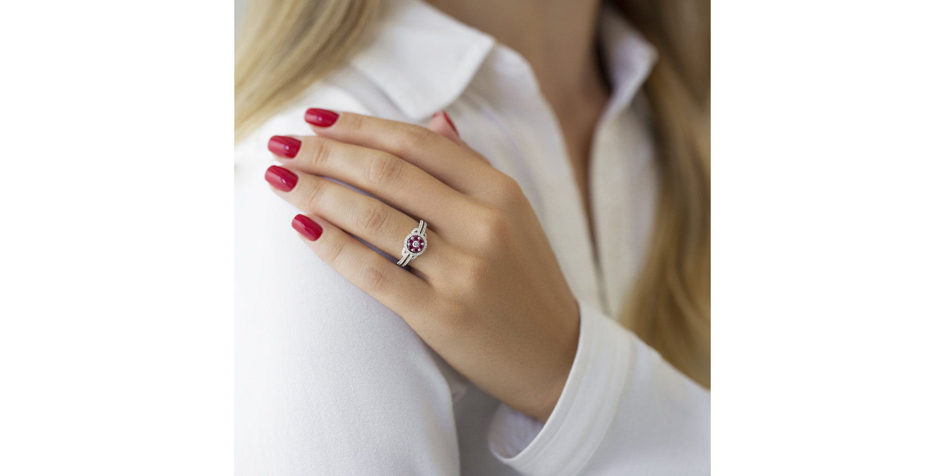 Prsteň s diamantmi a rubínmi Priscilla