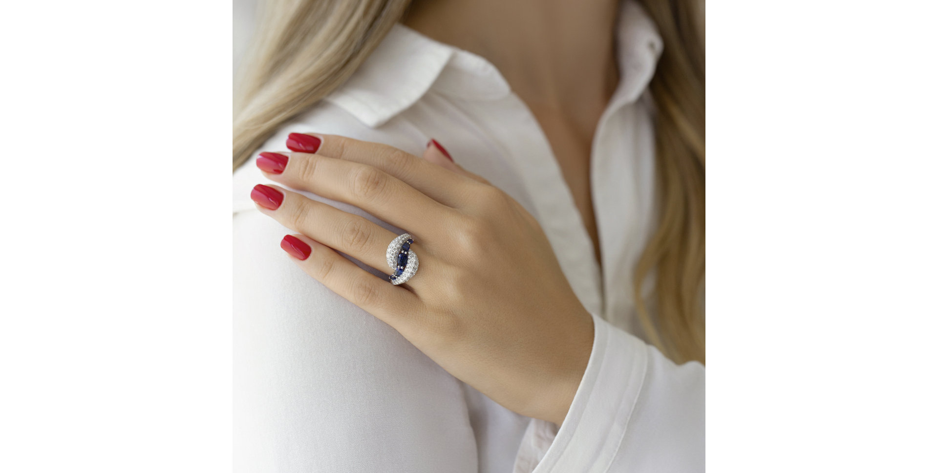 Prsteň so zafírmi a diamantmi Perfect Impulse