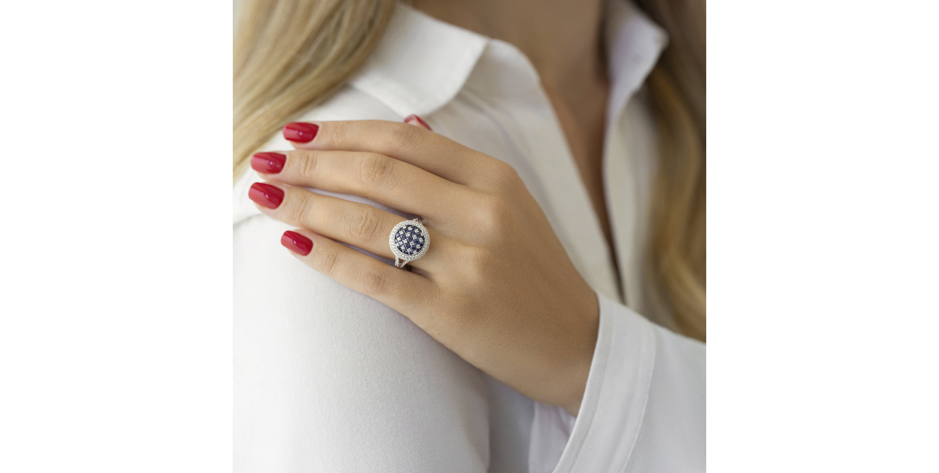 Prsteň s diamantmi a zafírmi Célestine