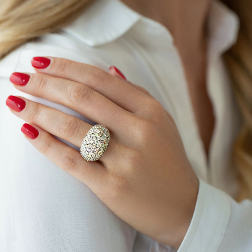 Prsteň s hnedými a žltými diamantmi Andromeda Poem