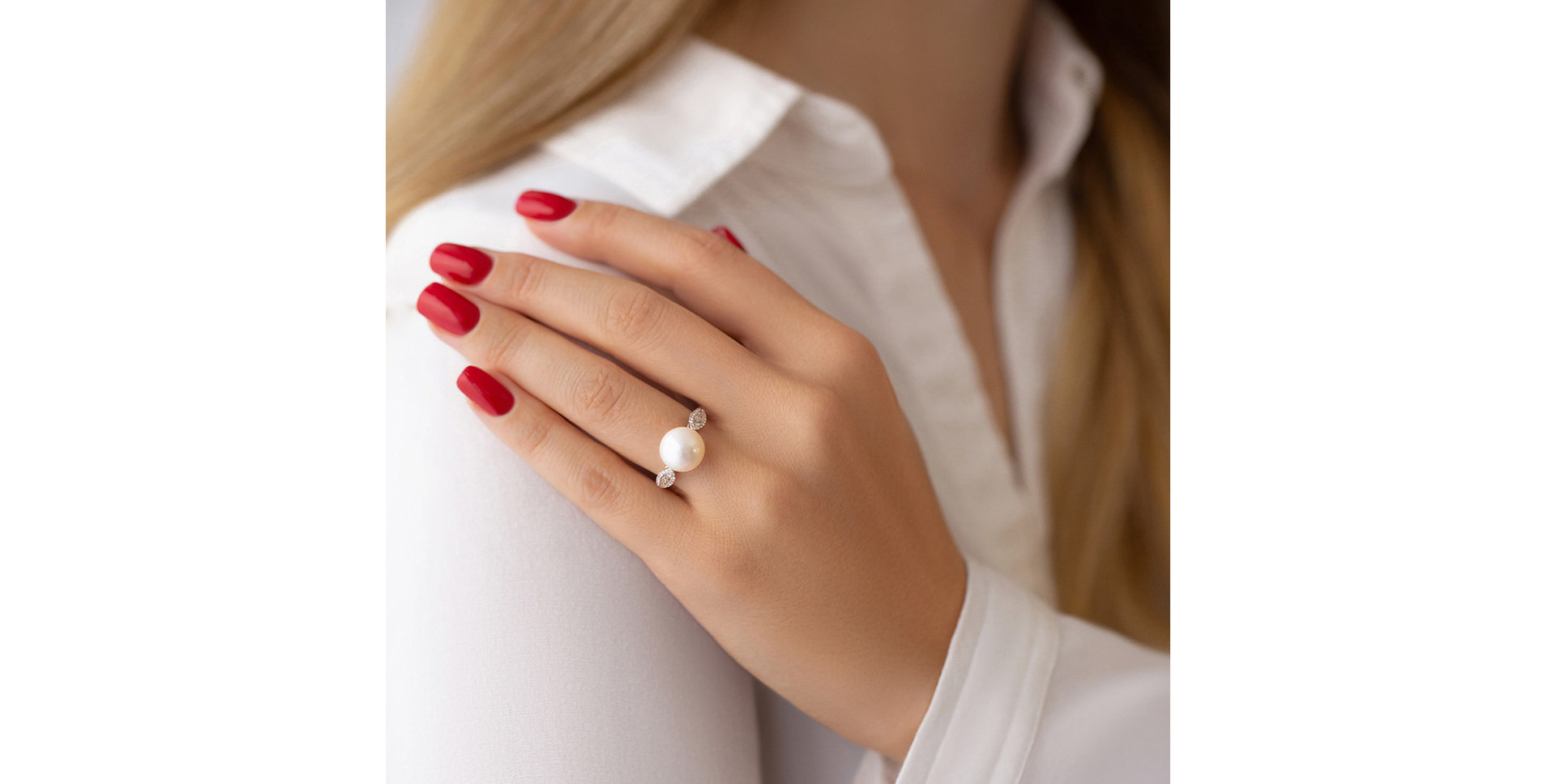 Prsteň s perlou a diamantmi Poseidón Hope