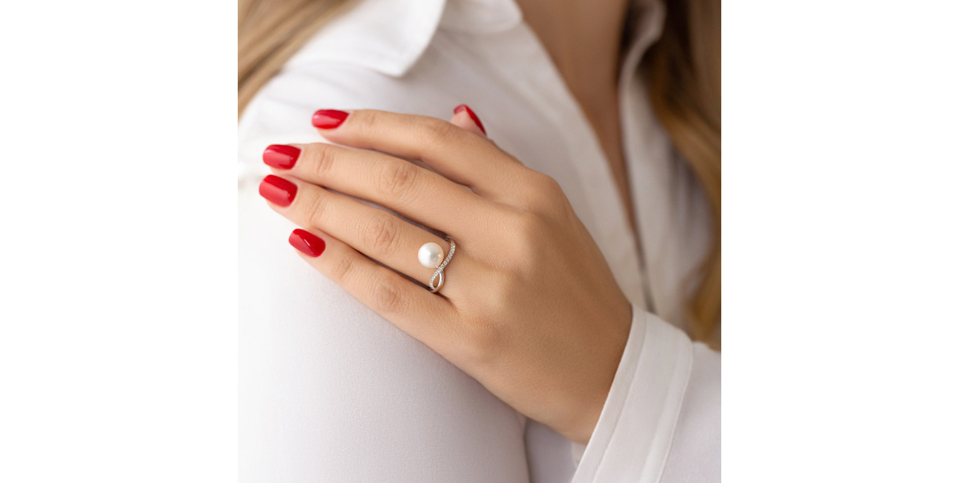 Prsteň s perlou a diamantmi Poseidon Despair