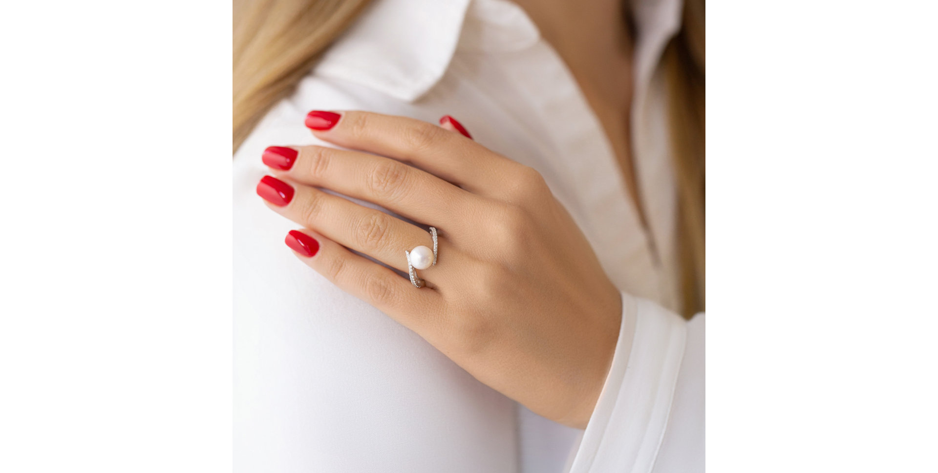 Prsteň s perlou a diamantmi Poseidon Future