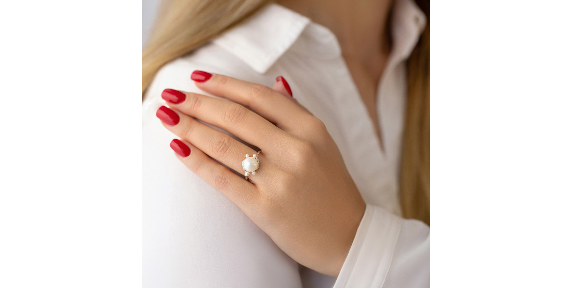 Prsteň s perlami a diamantmi Sensible Pearls