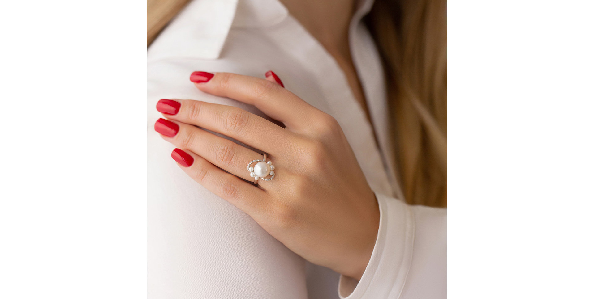 Prsteň s perlami a diamantmi Celestial Pearls