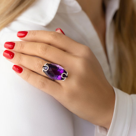 Prsteň s ametystom a diamantmi Purple Glow