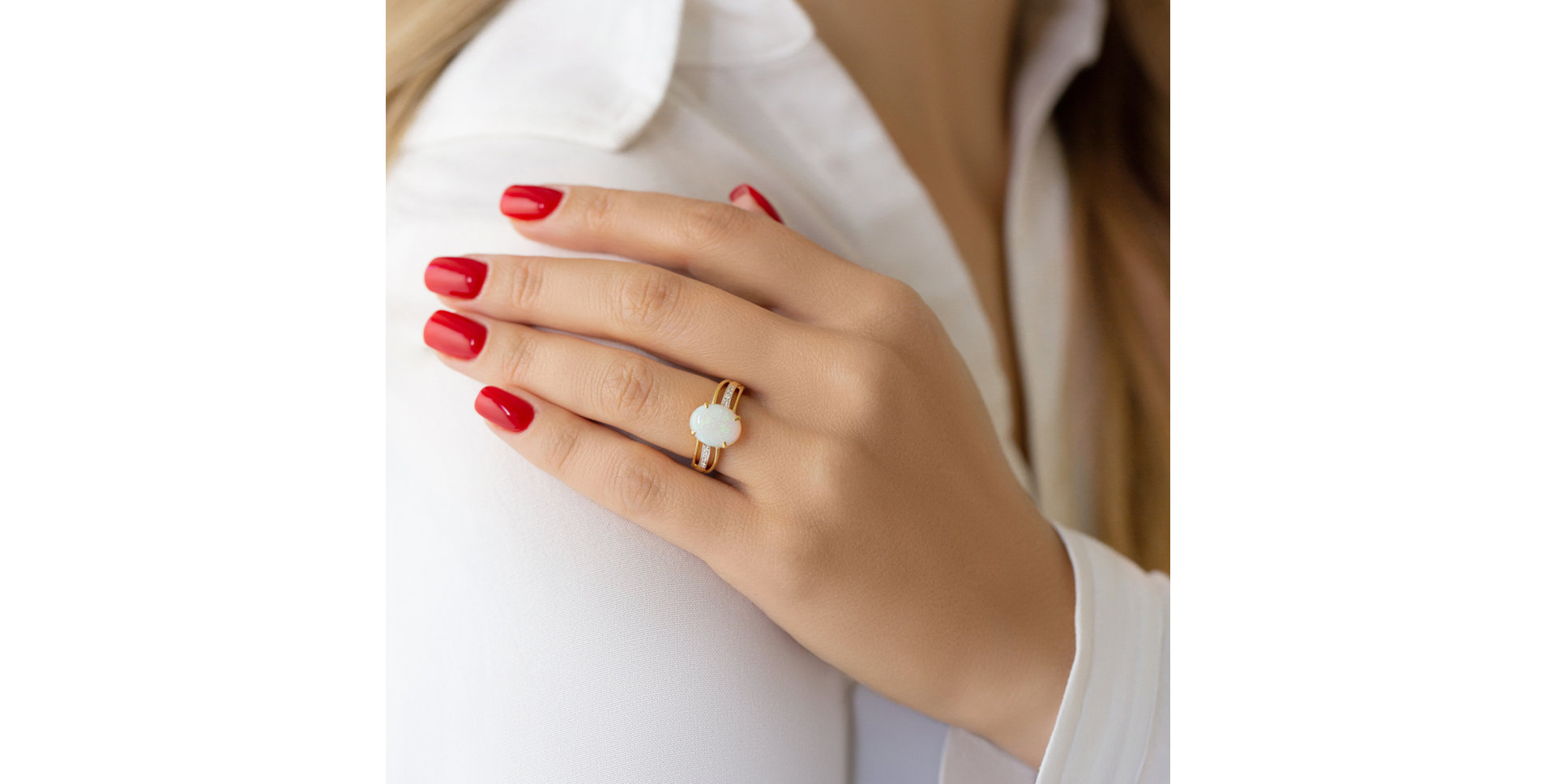 Prsteň s opálom a diamantmi Fun Fair