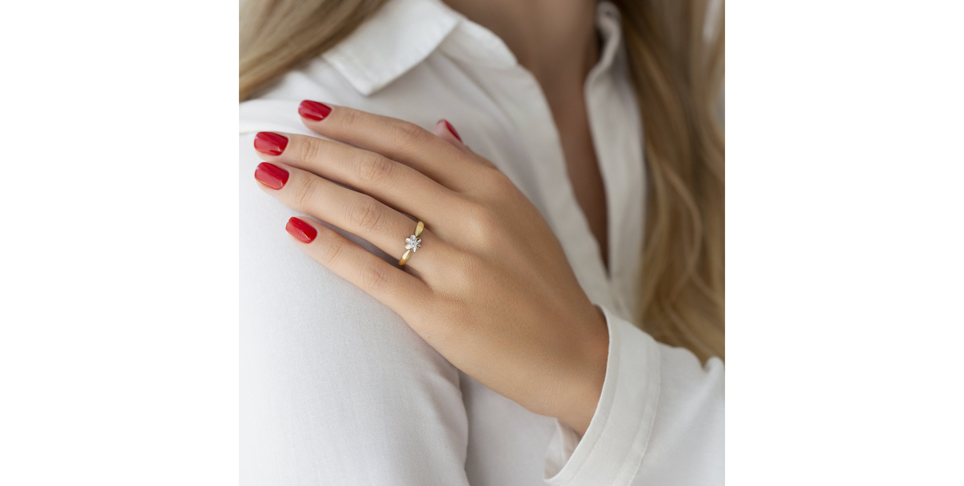 Prsteň s diamantom Flower Vibes