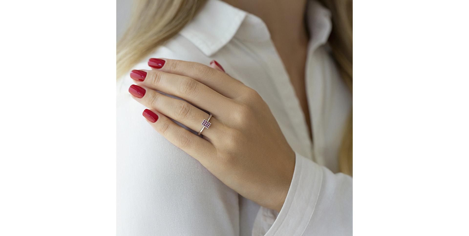 Prsteň s diamantmi a rubínmi Galaxy Mosaic