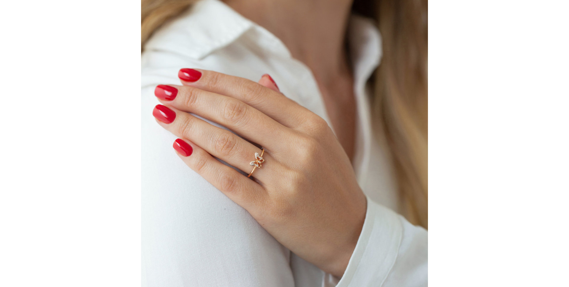 Prsteň s diamantmi Lonely Butterfly