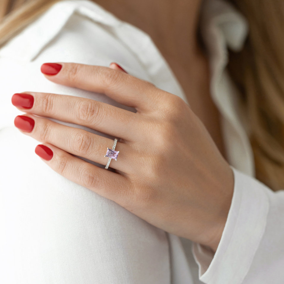 Prsteň s rhodolitom a diamantmi Miracle Gem