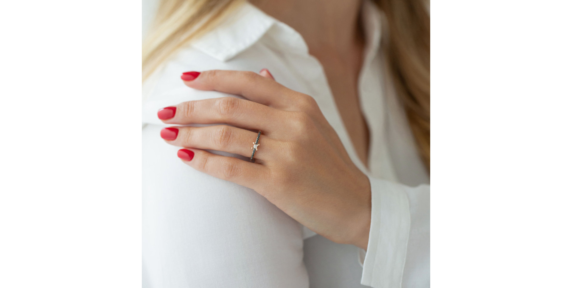 Prsteň s hnedými a čiernymi diamantmi Moonlight Ray