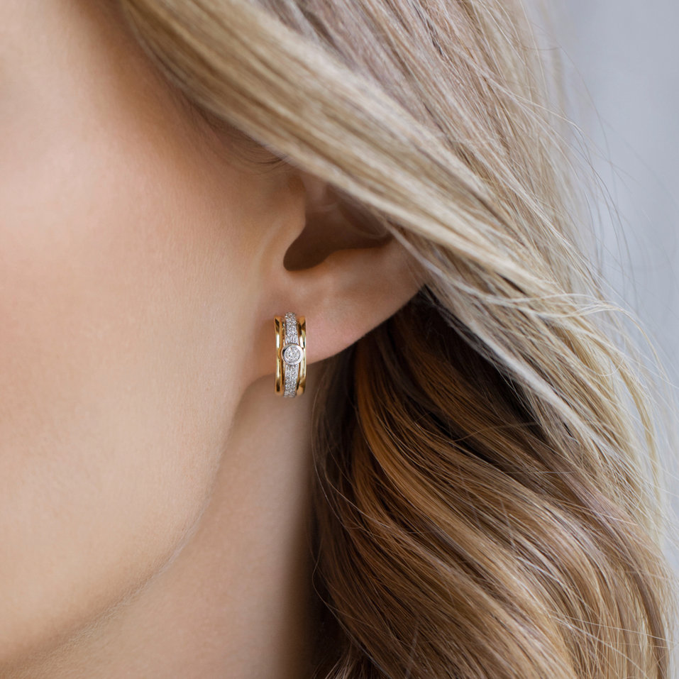 Náušnice s čiernymi a bielymi diamantmi Fairytale Sparkle