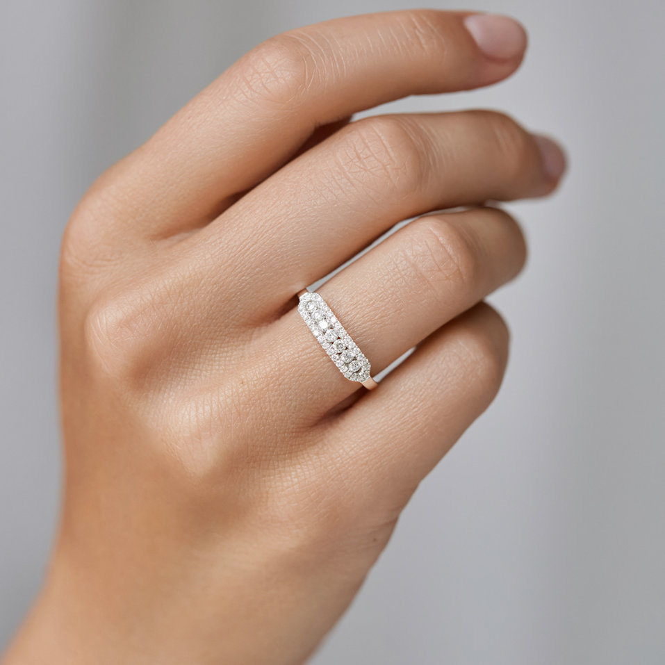 Prsteň s čiernymi a bielymi diamantmi Bright Life