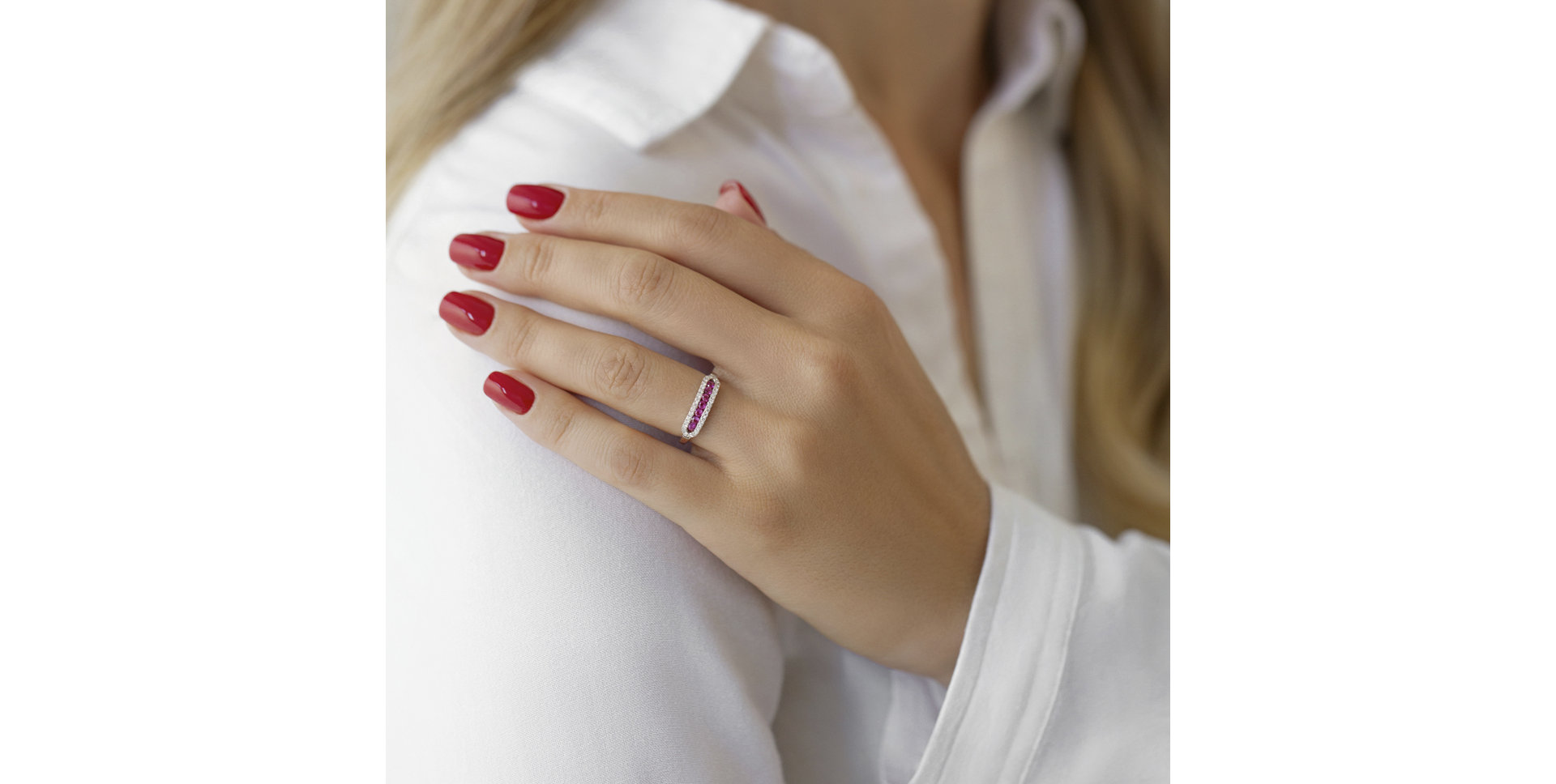 Prsteň s diamantmi a rubínmi Bright Life