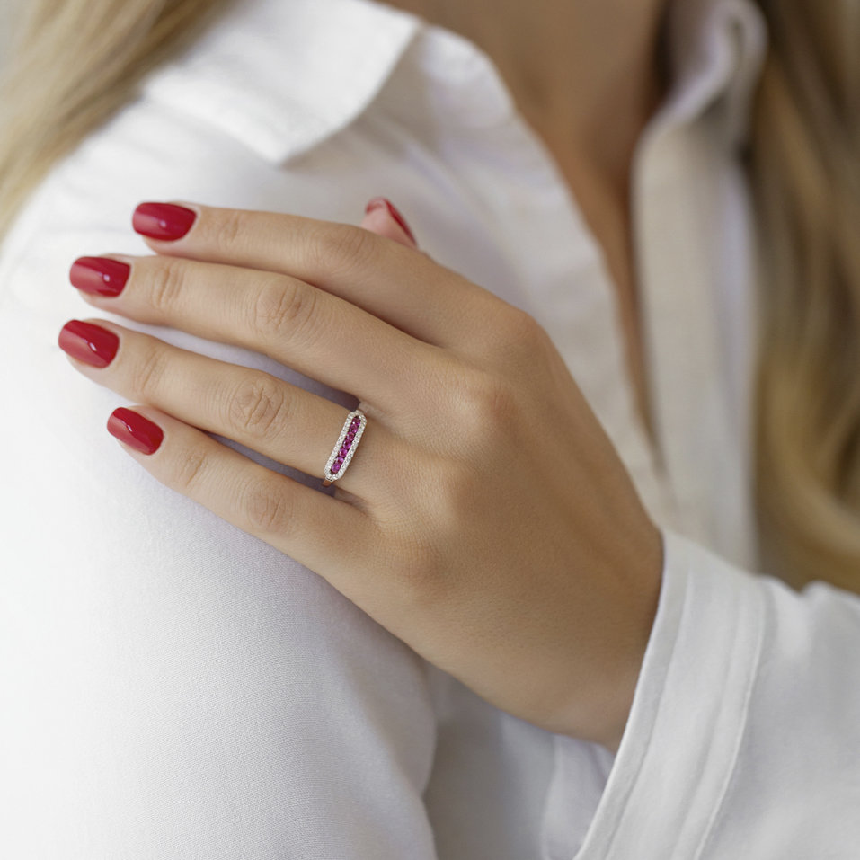 Prsteň s diamantmi a rubínmi Bright Life