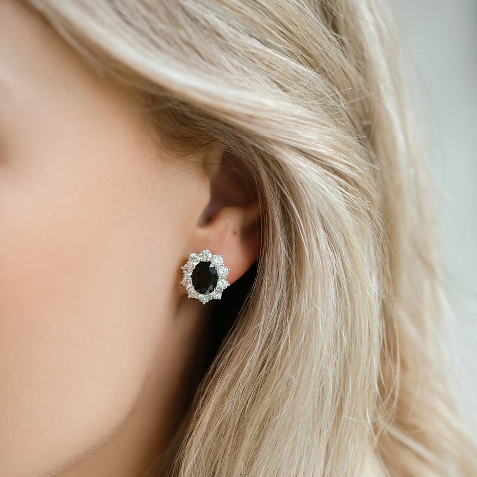 Náušnice s zafírom a diamantmi Moon Witchery