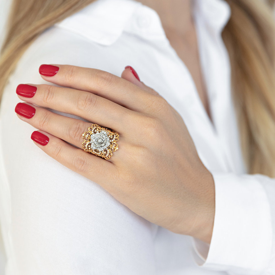 Prsteň s diamantmi Fleur Royale