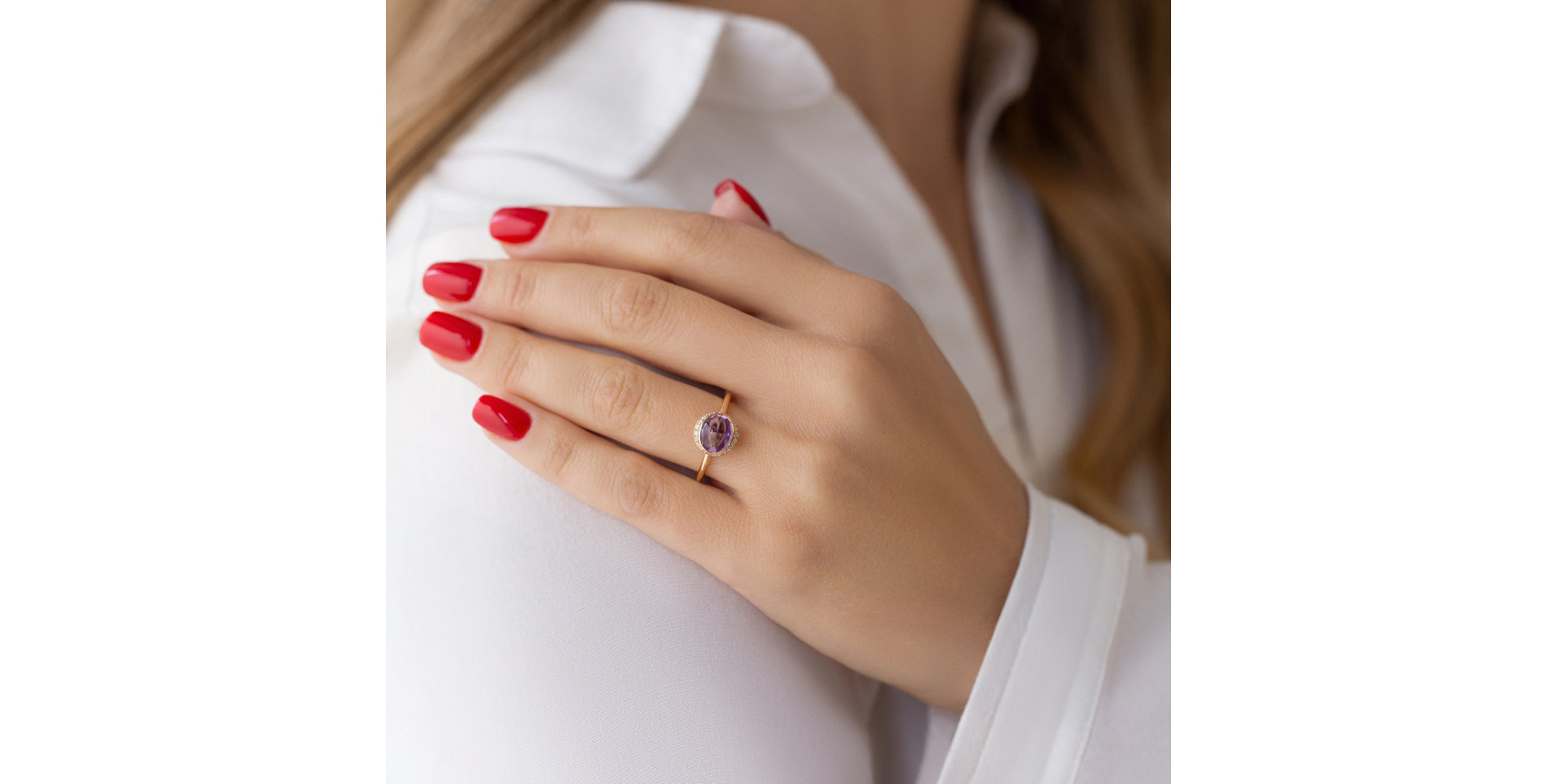 Prsteň s ametystom a diamantmi Daydreaming