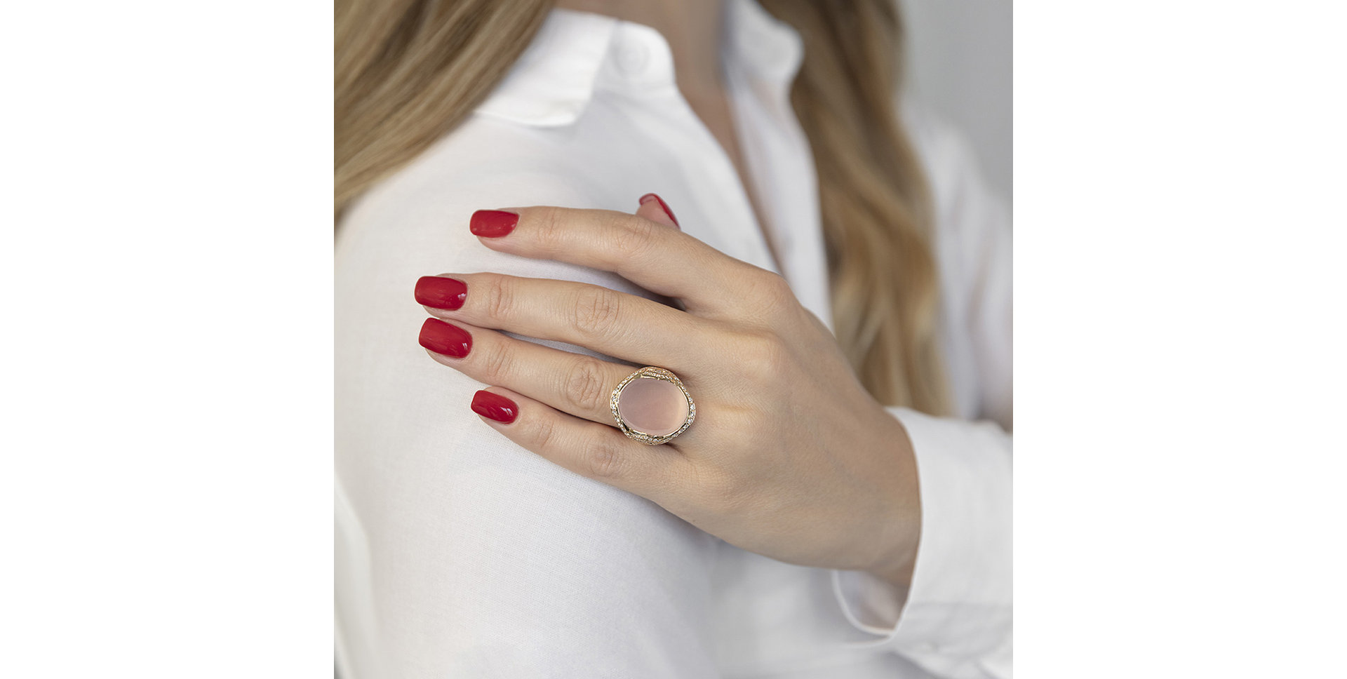 Prsteň s ruženínom a diamantmi Majestic Crown