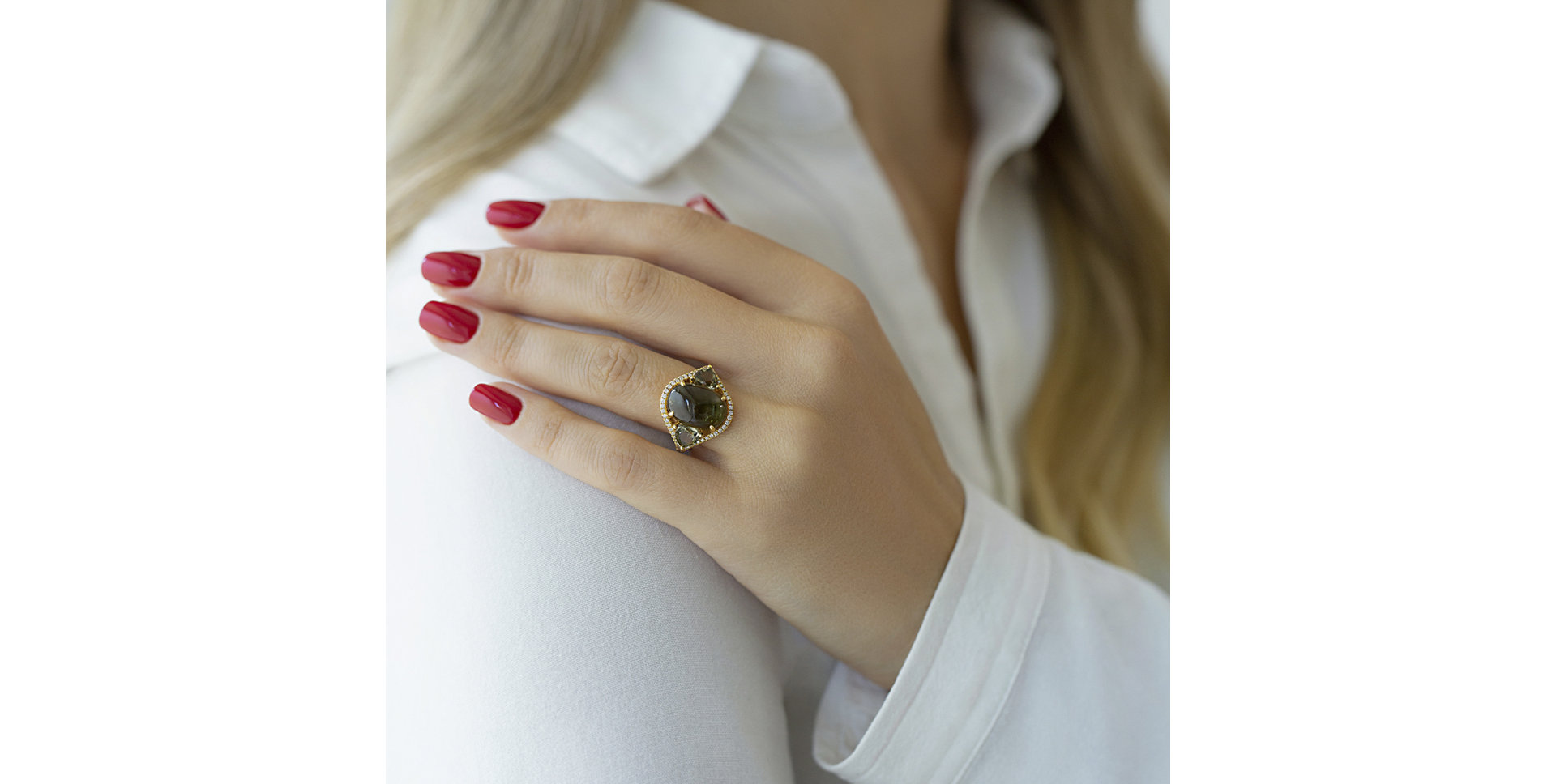 Prsteň s turmalínom a diamantmi Arabic Passion