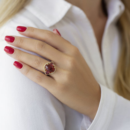 Prsteň s turmalínom a diamantmi Arabic Glamour