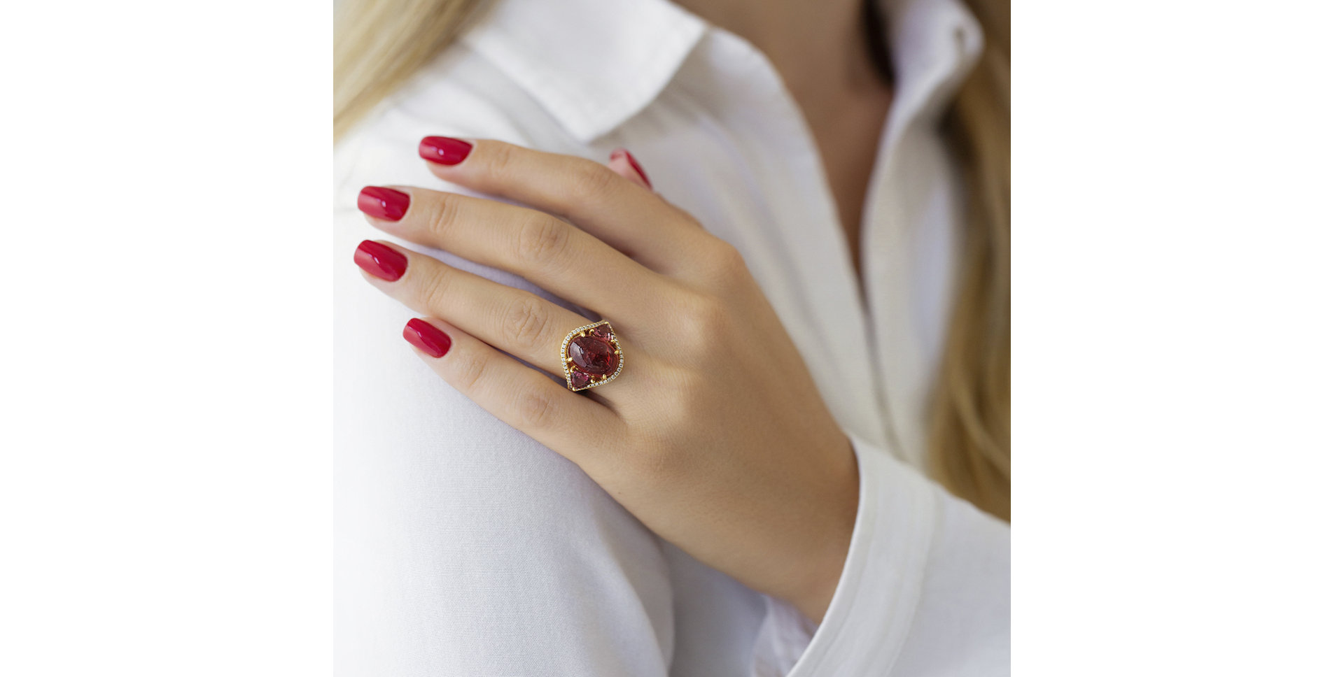 Prsteň s turmalínmi a diamantmi Arabic Glamour