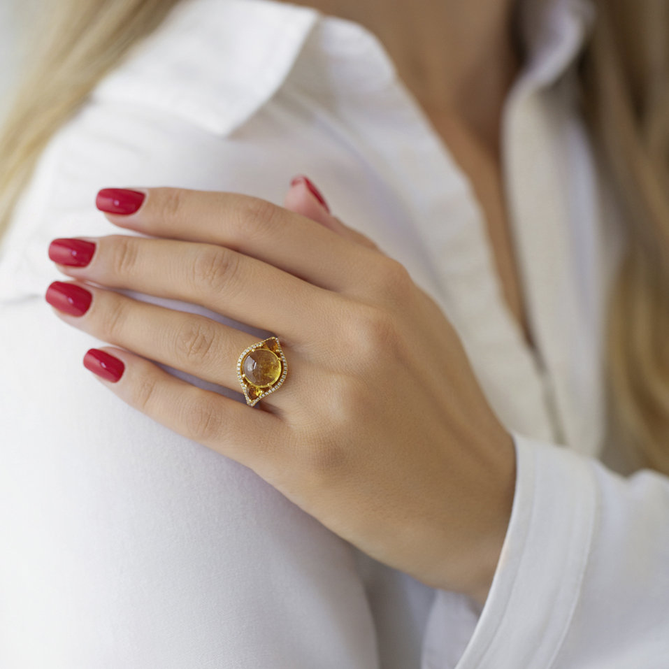 Prsteň s turmalínom a diamantmi Arabic Midnight