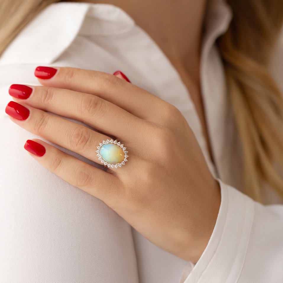 Prsteň s opálom a diamantmi Diamond Euphoria