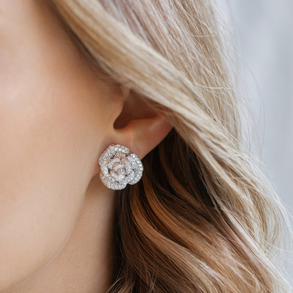 Náušnice s diamantmi Flower Contest