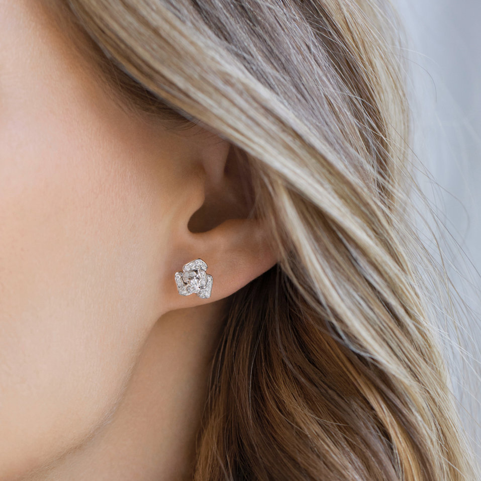 Náušnice s diamantmi Diamond Flower