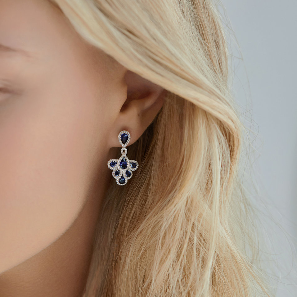 Náušnice s diamantmi a zafírmi Aristocrat Grace