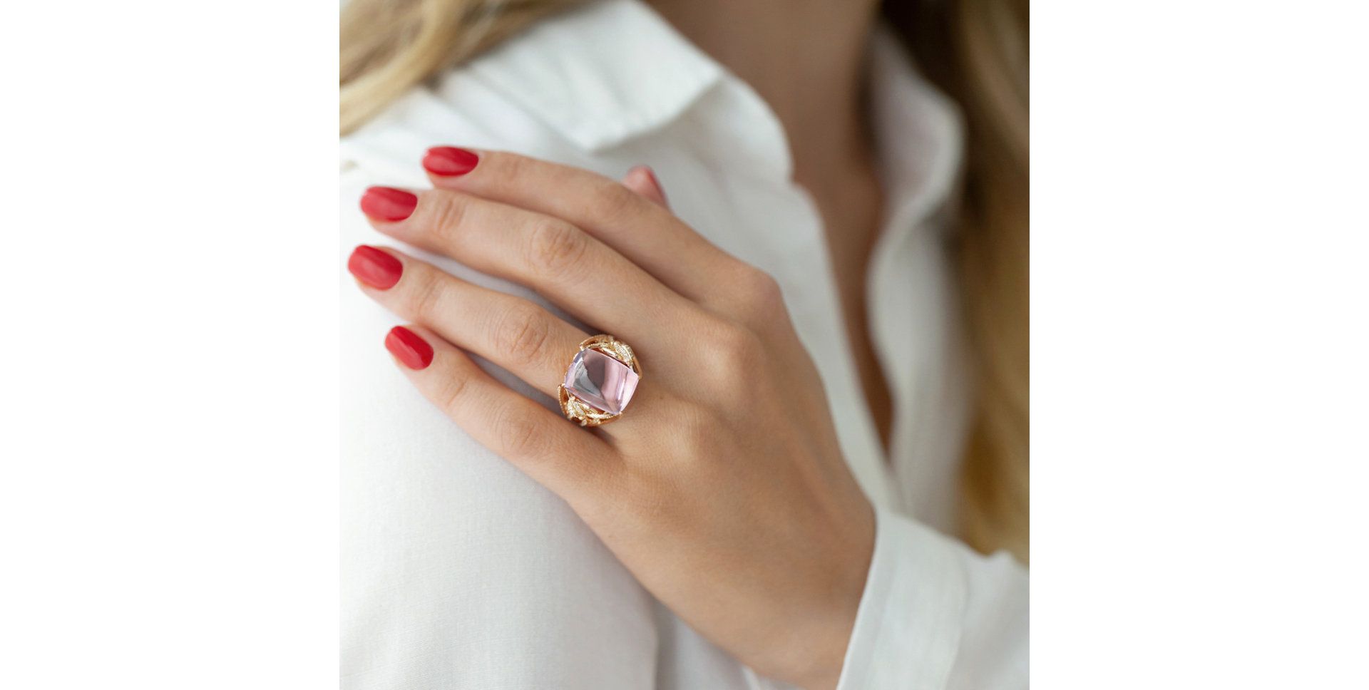 Prsteň s ametystom, bielymi a hnedými diamantmi Fascinating Ladyship