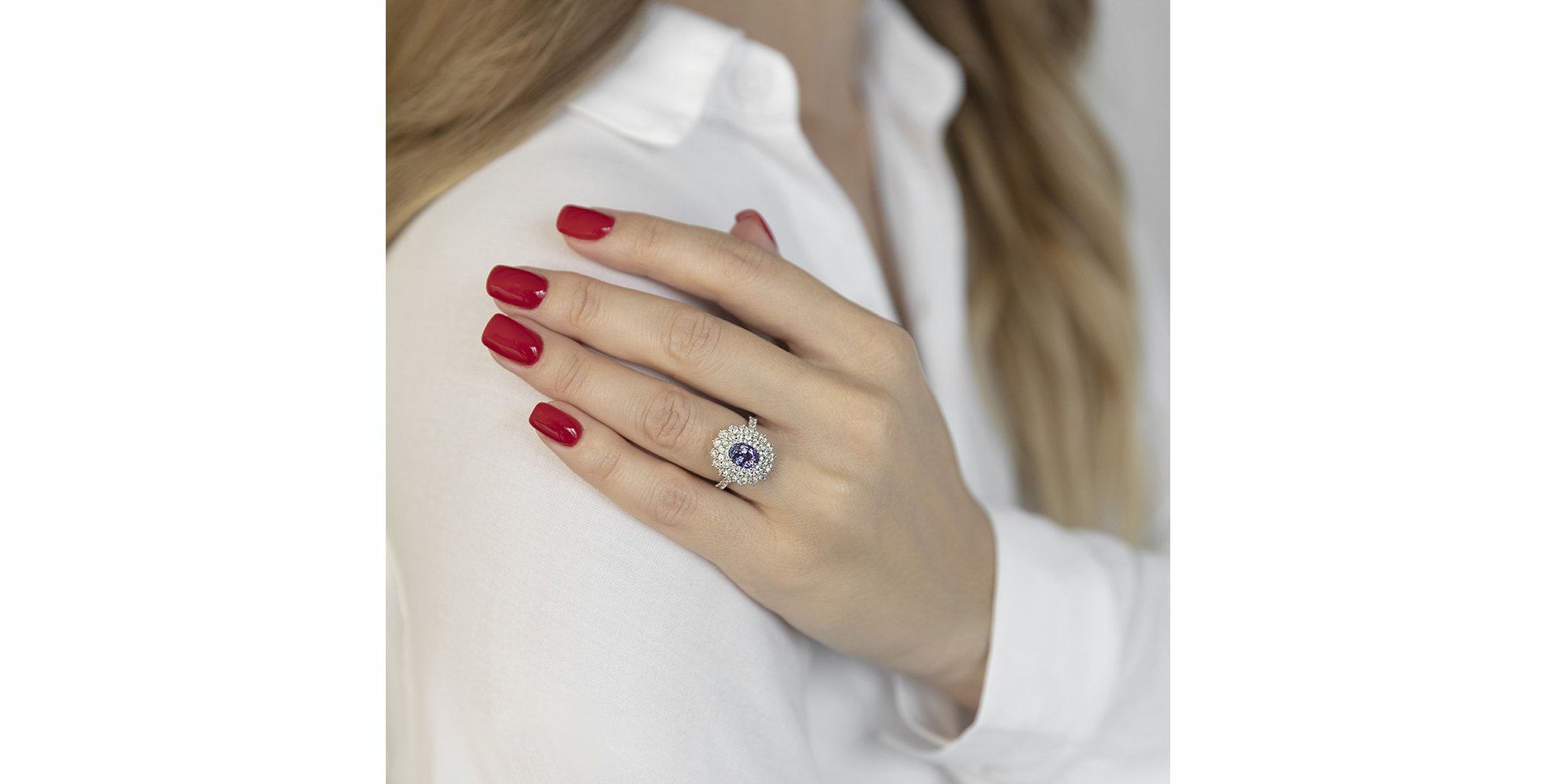 Prsteň so zafírom a diamantmi Frozen Drop