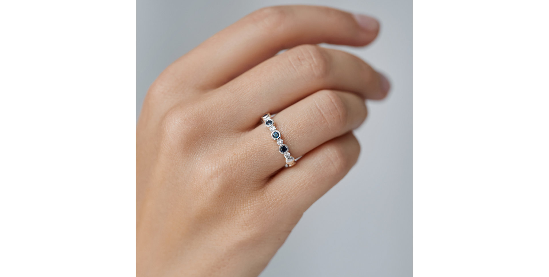 Prsteň s diamantmi a zafírmi Mysterious Dark Blue