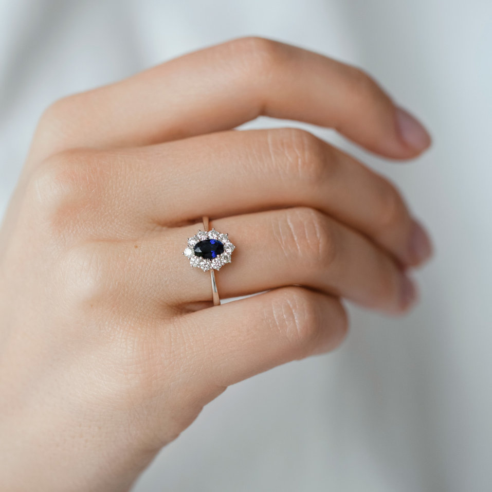Prsteň s zafírom a diamantmi Princess Joy