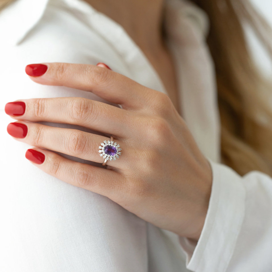 Prsteň s zafírom a diamantmi Classy Impulse