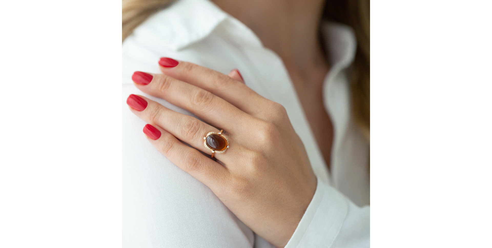 Prsteň s diamantmi a mesačným kameňom Herbal love