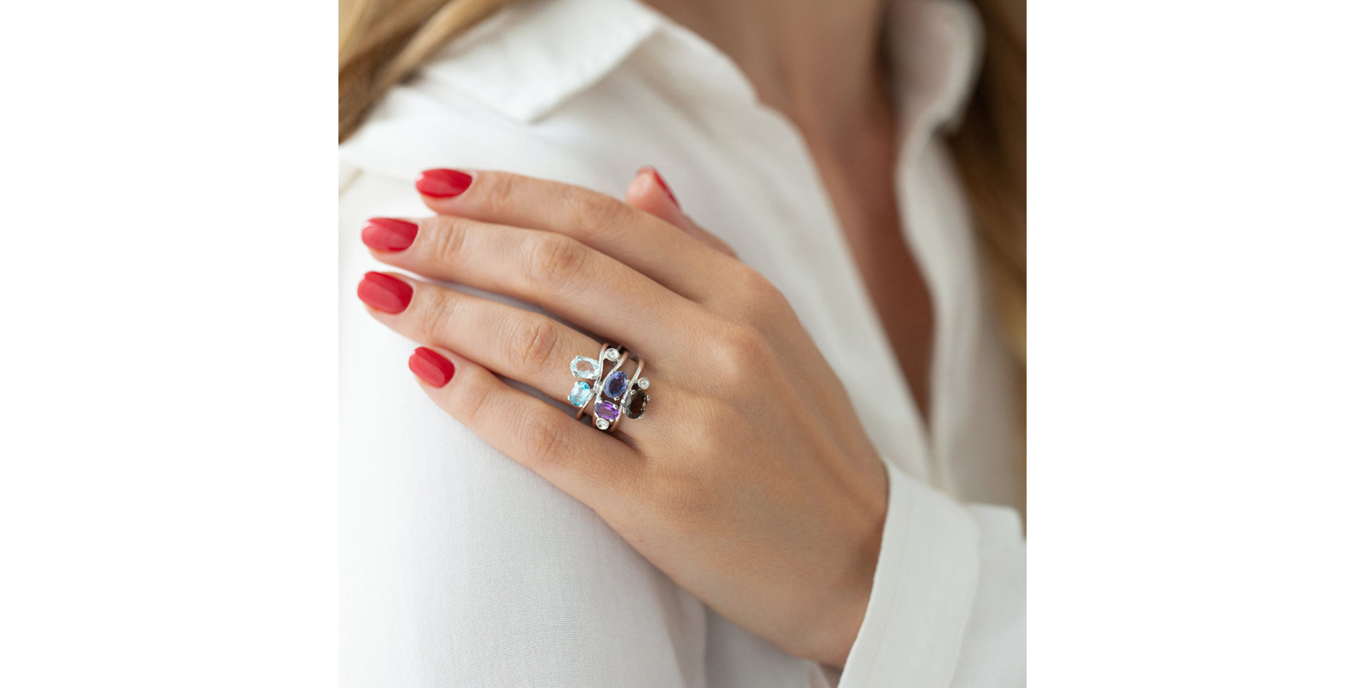 Prsteň s diamantmi a drahokamami Elrelith