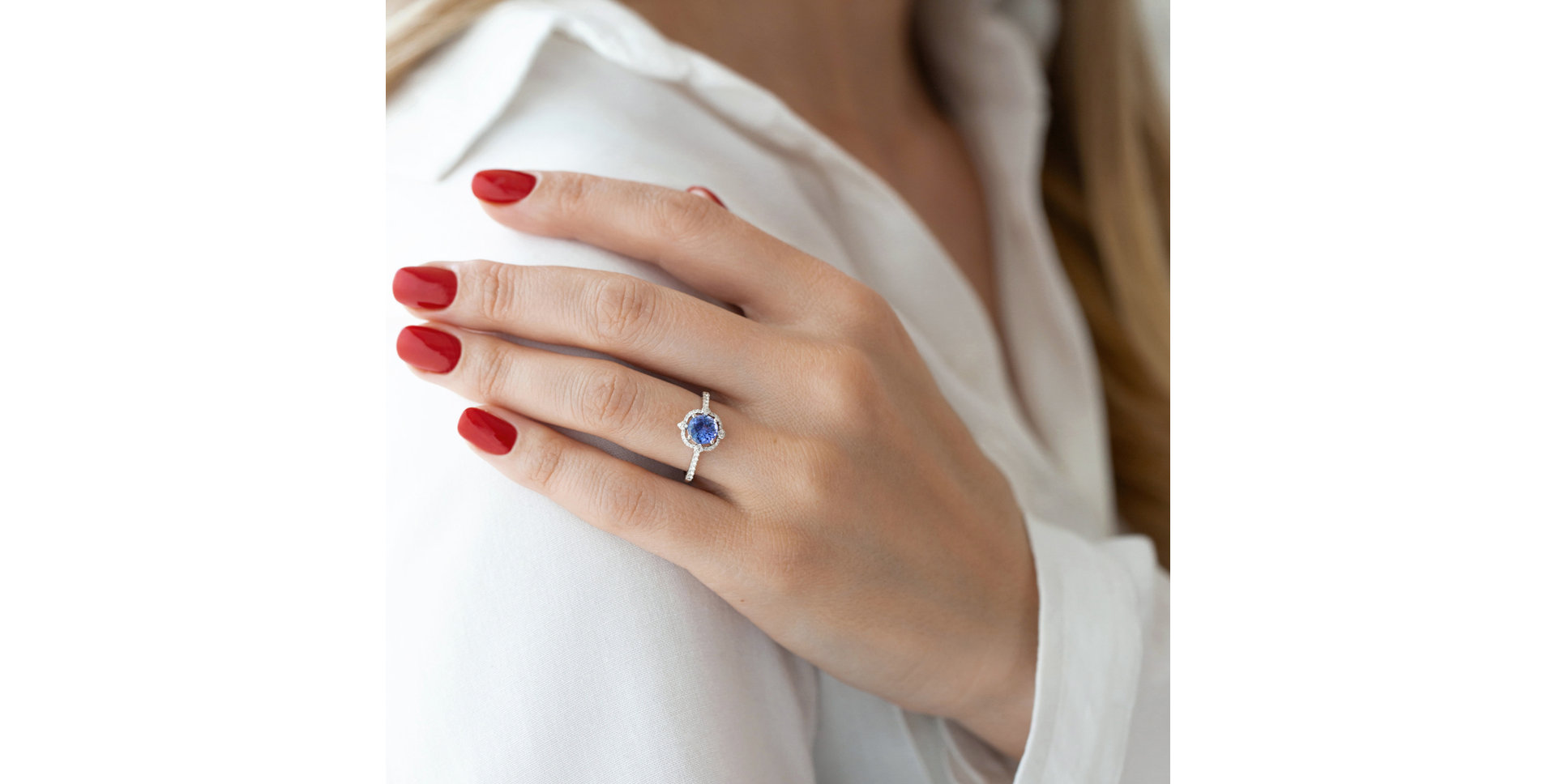 Prsteň s tanzanitom a diamantmi Ocean Sparkle