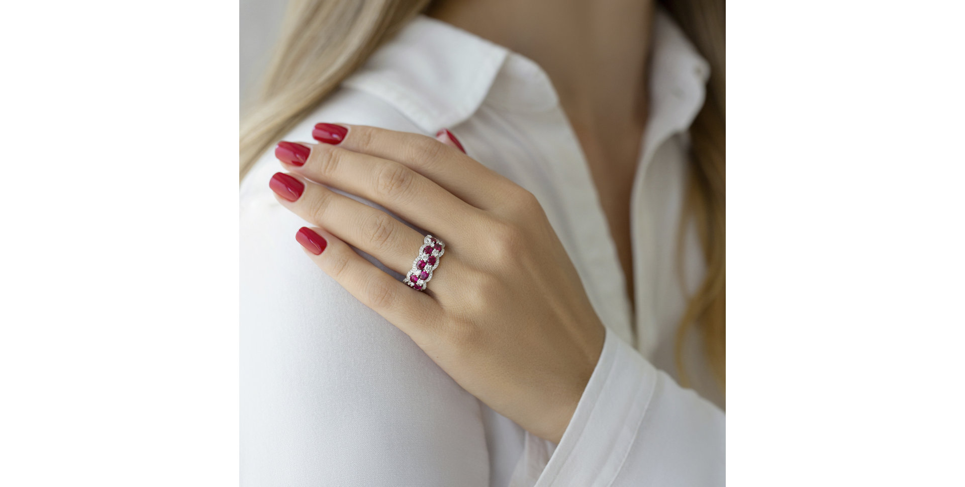 Prsteň s diamantmi a rubínmi Gavin
