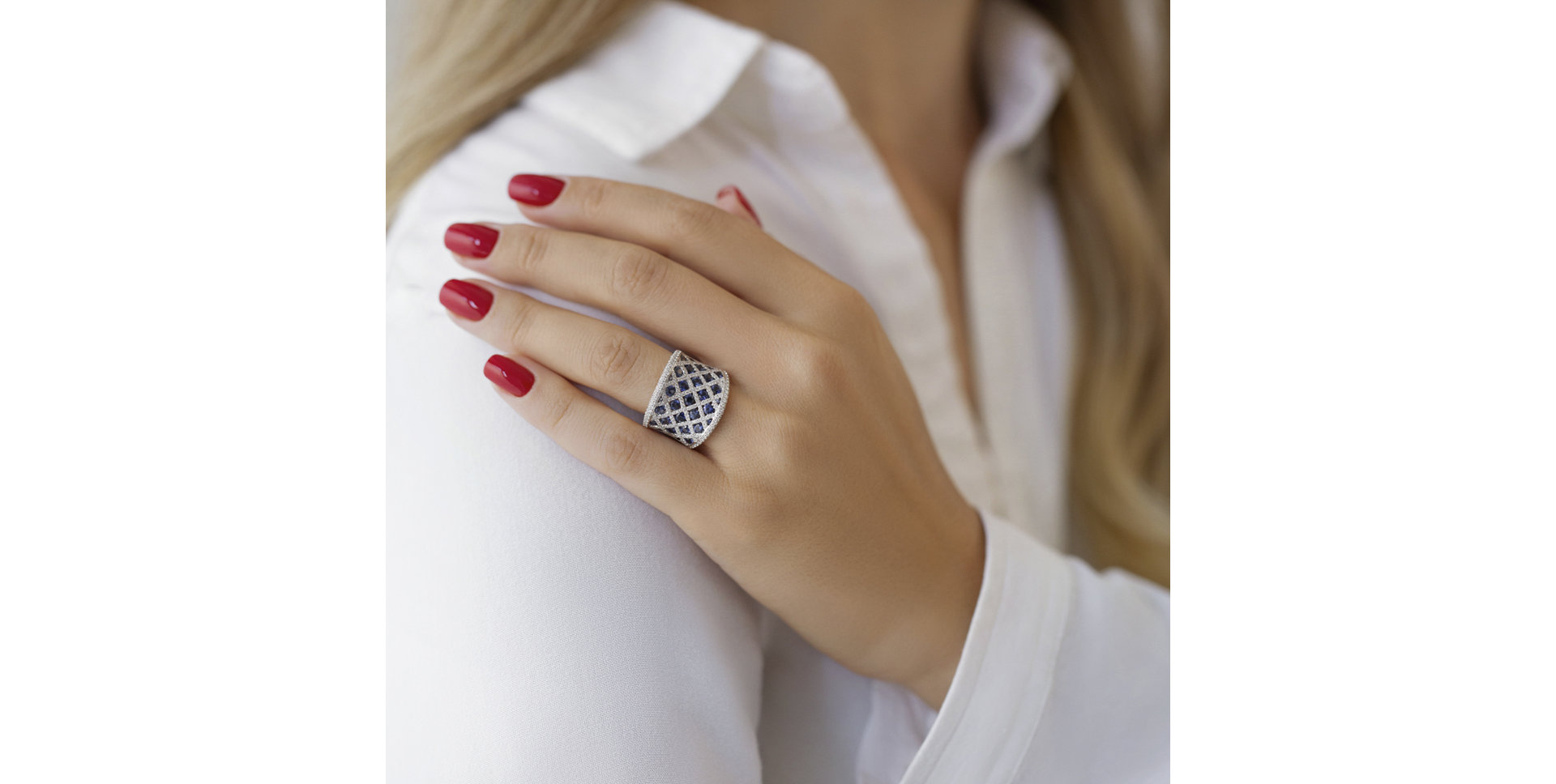 Prsteň s diamantmi a zafírmi Denise