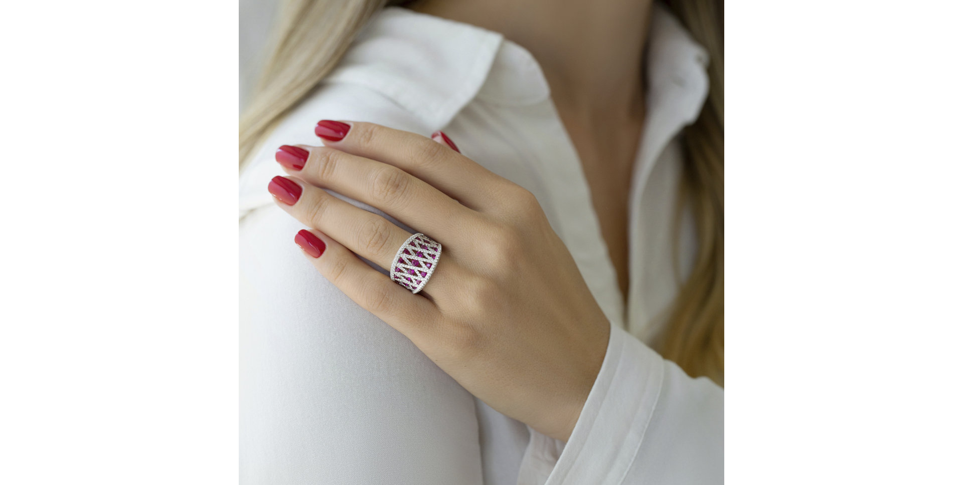 Prsteň s diamantmi a zafírmi Dominique