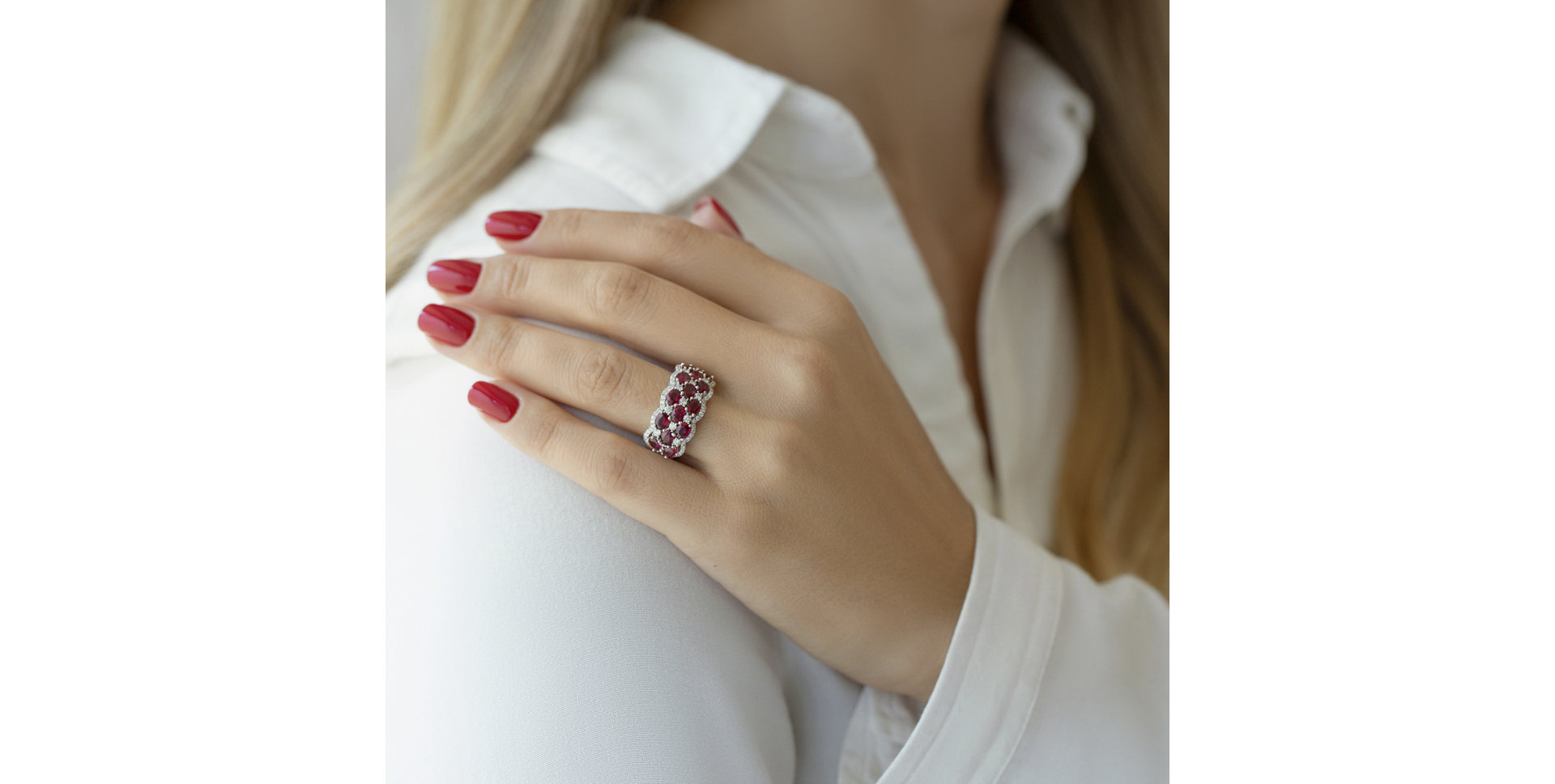 Prsteň s diamantmi a rubínmi Kayla