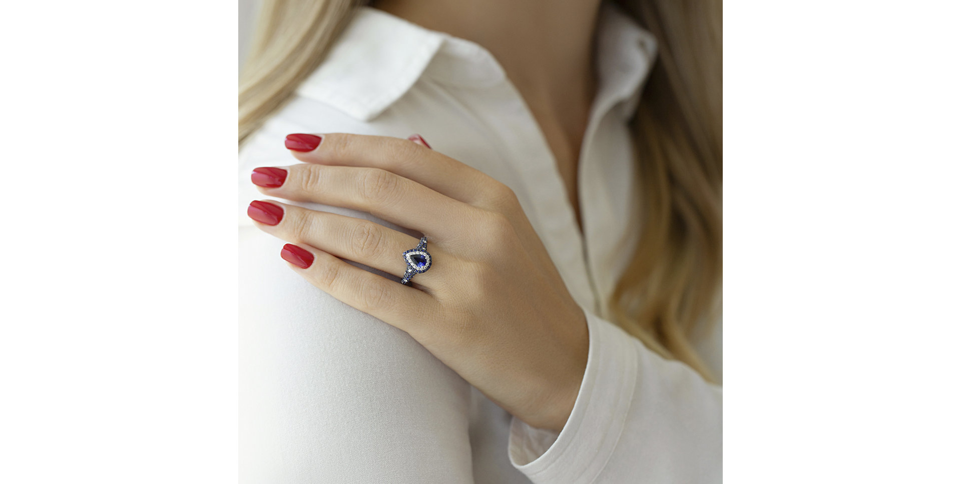 Prsteň so zafírmi a diamantmi Black Raven