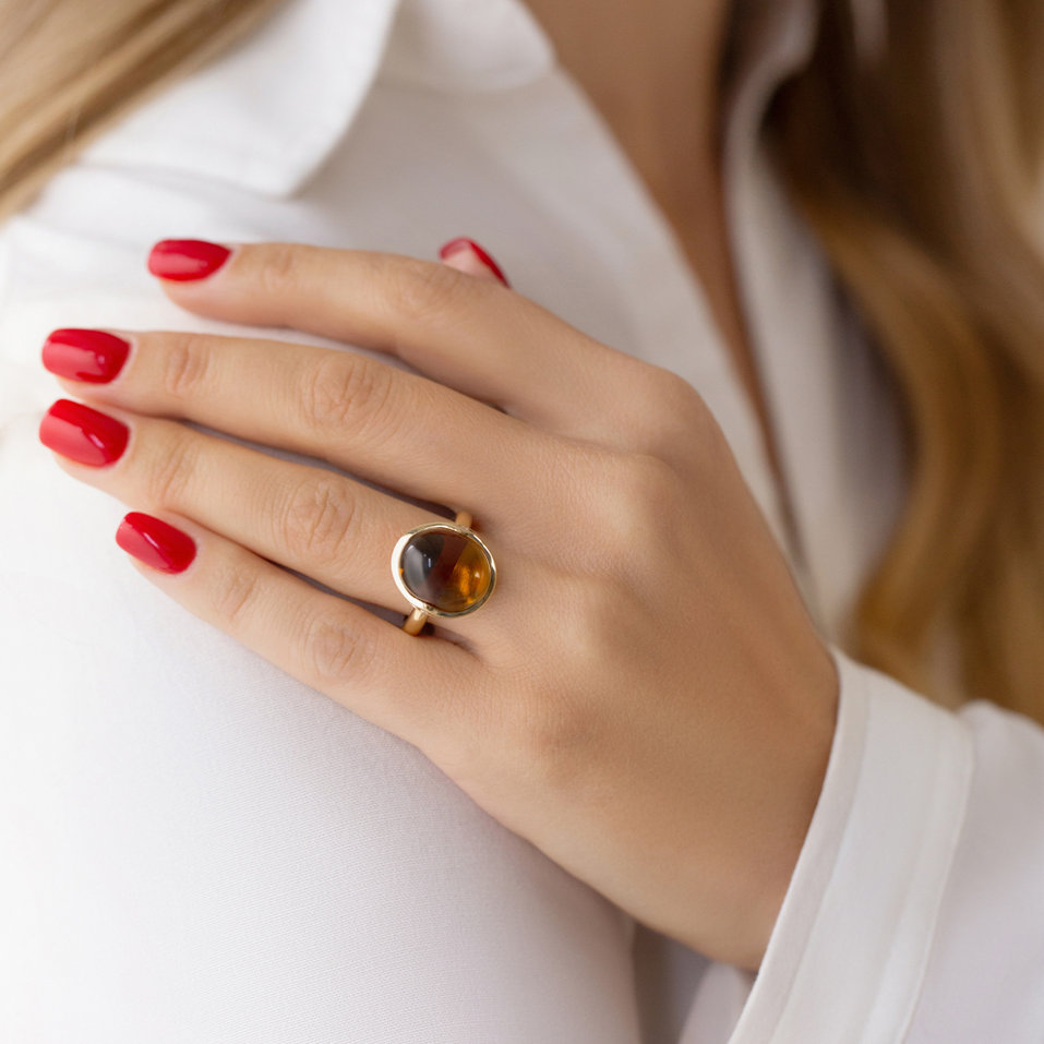 Prsteň s quartzom a diamantmi Fairytale Drop